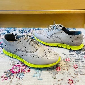 Women's Cole Haan ZERØGRAND Wingtip Oxford Grey and Green shoes size 9